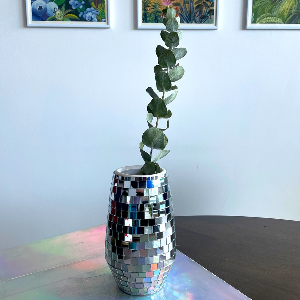 🪩Hand Made Mirror Disco Flower Vase ✨🪩